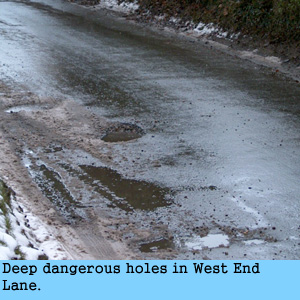 Deep and dangerous hole in West End Lane